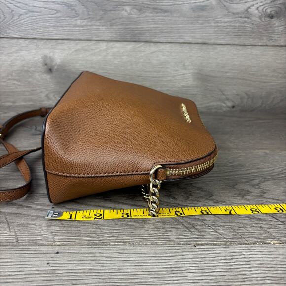 Michael Kors Brown Cindy Dome Saffiano Leather Crossbody Strap Chain Handbag - Picture 11 of 15